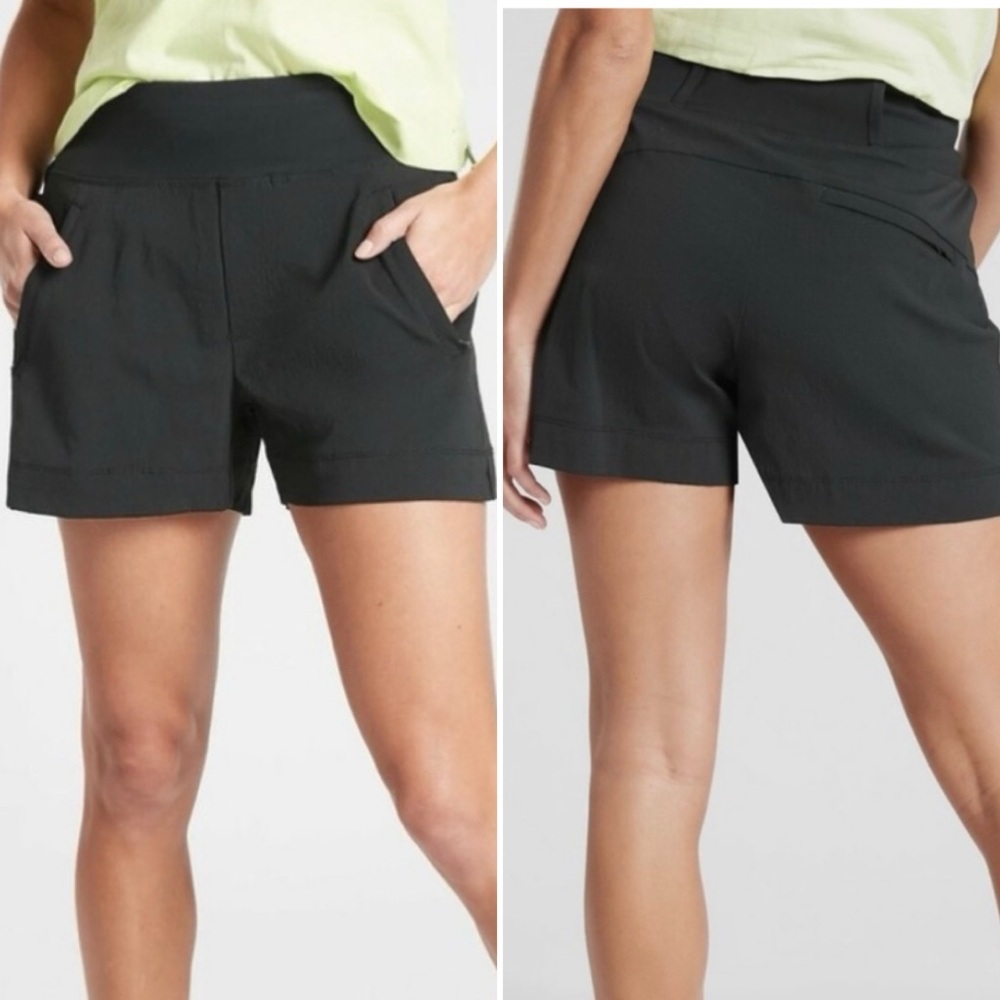 ATHLETA Trekkie North Mid-Rise Black Shorts, Large